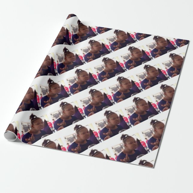 Black girl what meme wrapping paper (Unrolled)