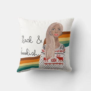 Black Girl with Blonde Braids Book Lover Cushion