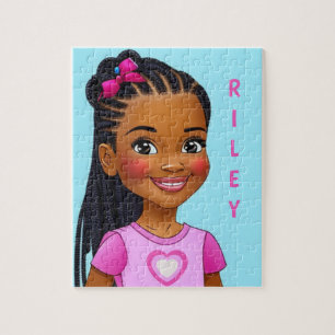 Black Girl With Braids Personalised Jigsaw Puzzle