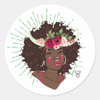 Black Girl Zodiac Magic Classic Round Sticker
