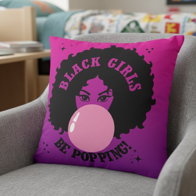 Black Girls Be Popping Cute Cosmetic Bag Cushion (A pop of color and confidence to level up your favorite spot.)
