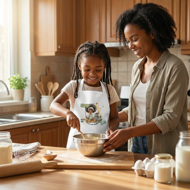 Black Girls Cook Future Chef Personalized Name Kids Apron (Inspire her inner chef with a fun personalized apron for little cooks.)