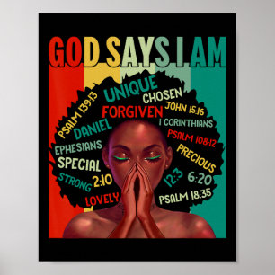 Black Girls God Says I Am Black History Juneteenth Poster