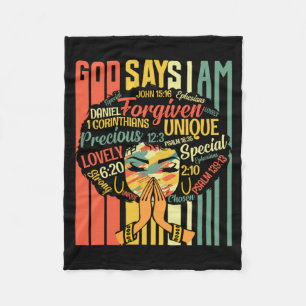 Black Girls God Says I Am Black History Month Mela Fleece Blanket