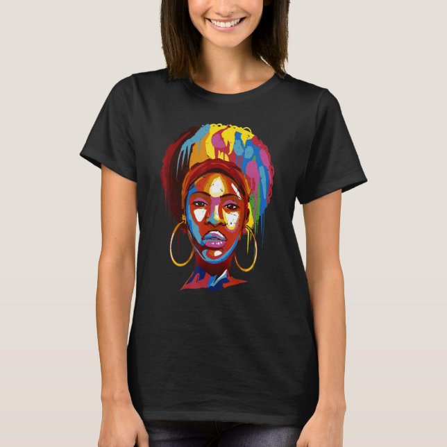 Black Girls Queen Natural Hair Afro Melanin Africa T-Shirt (Front)
