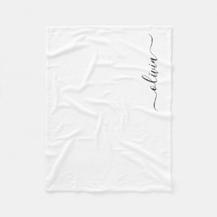 Black Girly Monogram Name Modern Fleece Blanket