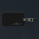 Black Girly Script Monogram Name Modern Luggage Tag<br><div class="desc">Black Monogram Add your own Name Script Luggage Bag Tag The bag tag makes the perfect sweet 16 birthday,  wedding,  bridal shower,  baby shower or bachelorette party gift for someone decorating her room in style.</div>