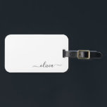 Black Girly Script Monogram Name Modern Luggage Tag<br><div class="desc">Black Monogram Add your own Name Script Luggage Bag Tag The bag tag makes the perfect sweet 16 birthday,  wedding,  bridal shower,  baby shower or bachelorette party gift for someone decorating her room in style.</div>