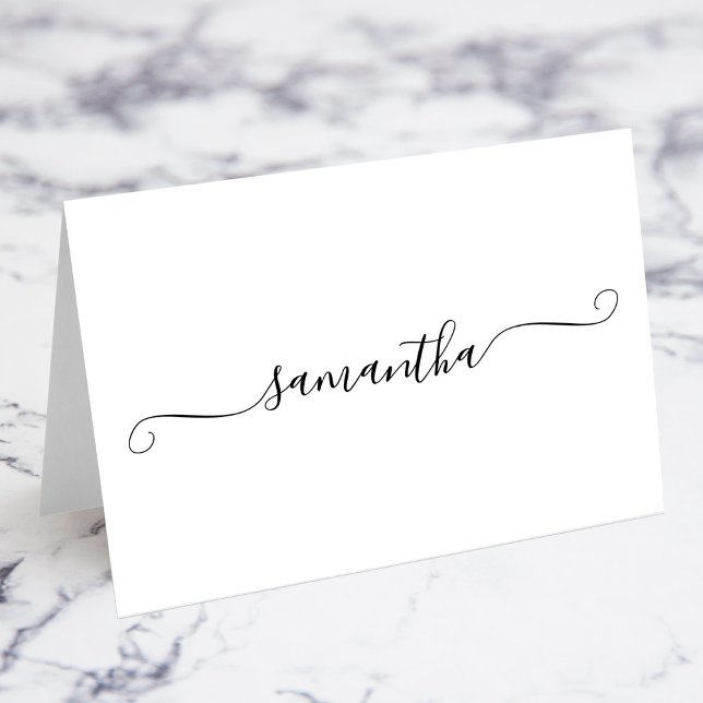 Black Girly Swash Signature Name Place Cards (Black Girly Swash Signature Name Place Cards)