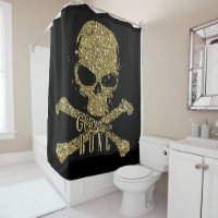 Black Glam to the Bone Gold Glitter Skull