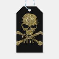 Black Glam to the Bone Gold Glitter Skull Sparkle