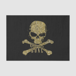 Black Glam to the Bone Gold Glitter Skull Tissue Paper