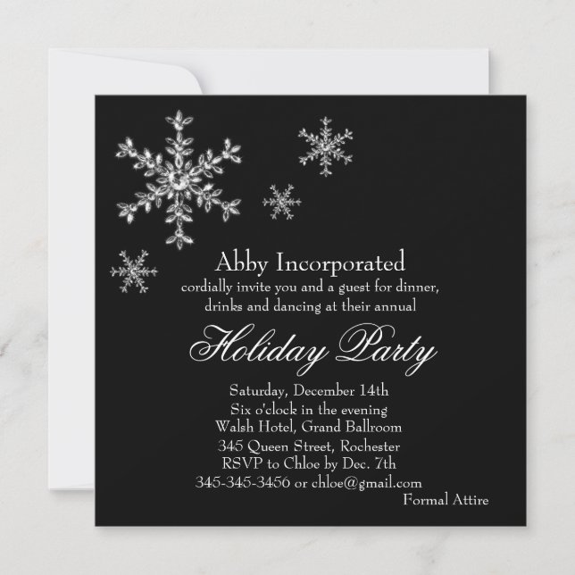 Black Glamourous Holiday Party Invitation (corp) (Front)