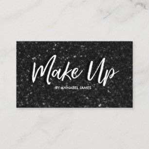 Black glitter and pink Make Up business card