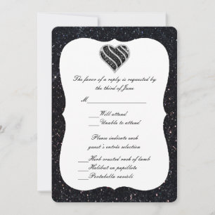 Black Glitter Black Heart Response Card