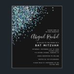 Black Glitter Budget Bat Mitzvah Invitation<br><div class="desc">A simple glitter design **PLEASE READ BEFORE PURCHASING** Our Petite range of budget stationery measures 4.5" x 5.6" and fits inside an A6 envelope, which are available in all sorts of colours at your local stationery store or you can add white ones to your order before you checkout. The cardstock...</div>