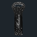 Black Glitter Chic Diamonds Personalised Name Wine Bag<br><div class="desc">Black Glitter Chic Diamonds Personalised Name features a simple black background with a diamond overlay personalised with your custom name in elegant white calligraphy script. Designed by ©Evco Studio www.zazzle.com/store/evcostudio</div>