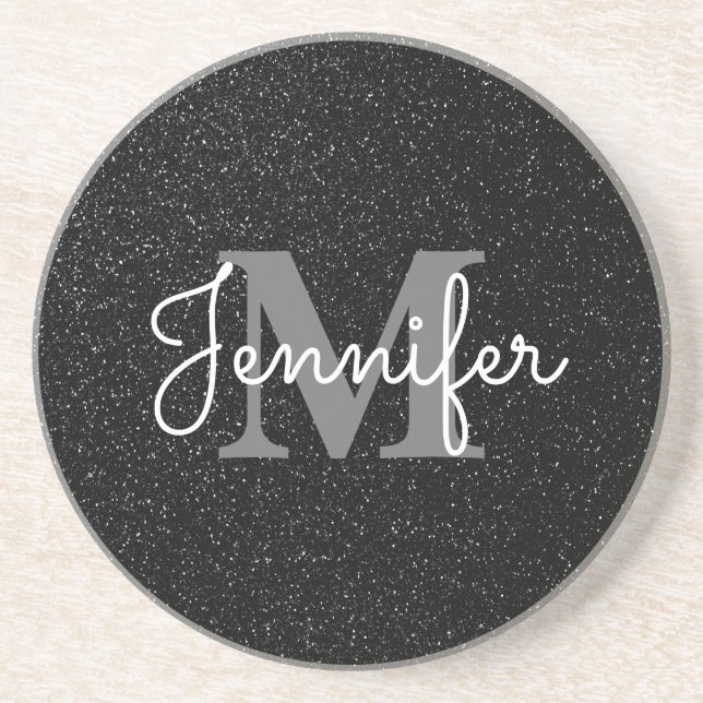 Black Glitter Coaster (Front)