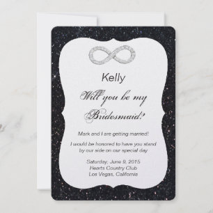 Black Glitter Diamond Infinity Bridesmaid Card