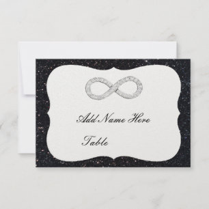 Black Glitter Diamond Infinity Table Place Card