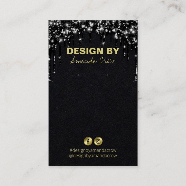 Black Glitter DIY Necklace Earring Card Holder (Front)