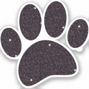 Black Glitter Dog Pawprint