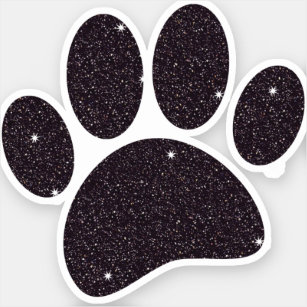 Black Glitter Dog Pawprint