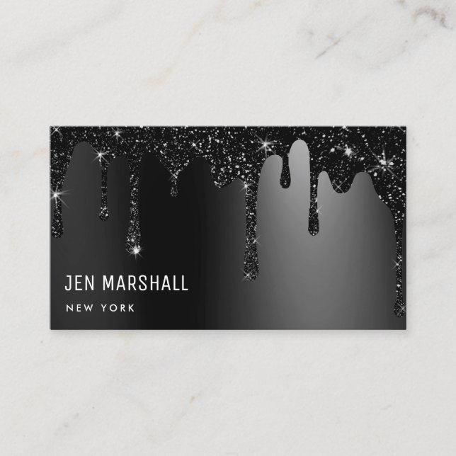 black glitter drips business card (Front)