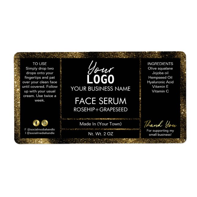 Black Glitter Effect Oil Serum (Front)