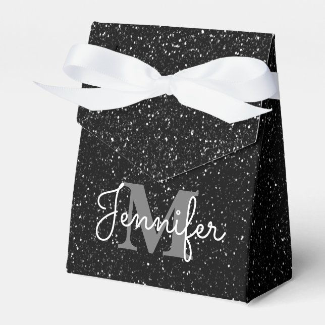 Black Glitter Favour Box (Front Side)
