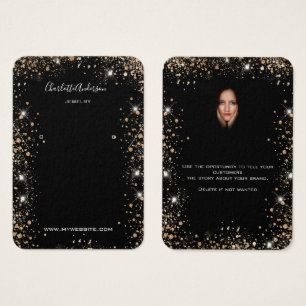 Black glitter gold earrings photo display card