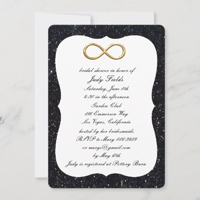 Black Glitter Gold Infinity Bridal Shower Invite (Front)