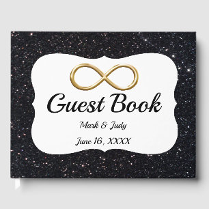 Black Glitter Gold Infinity Guestbook