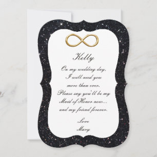 Black Glitter Gold Infinity Maid Of Honour Card