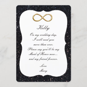 Black Glitter Gold Infinity Maid Of Honour Card