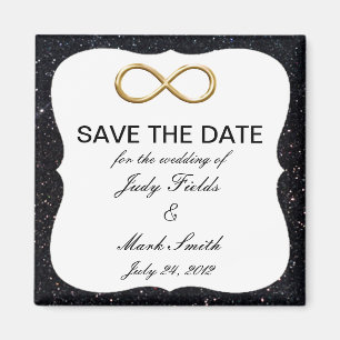 Black Glitter Gold Infinity Save The Date Magnet