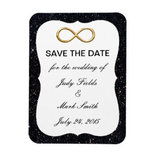 Black Glitter Gold Infinity Save The Date Magnet