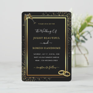 Black Glitter Gold Wedding Invitation Example
