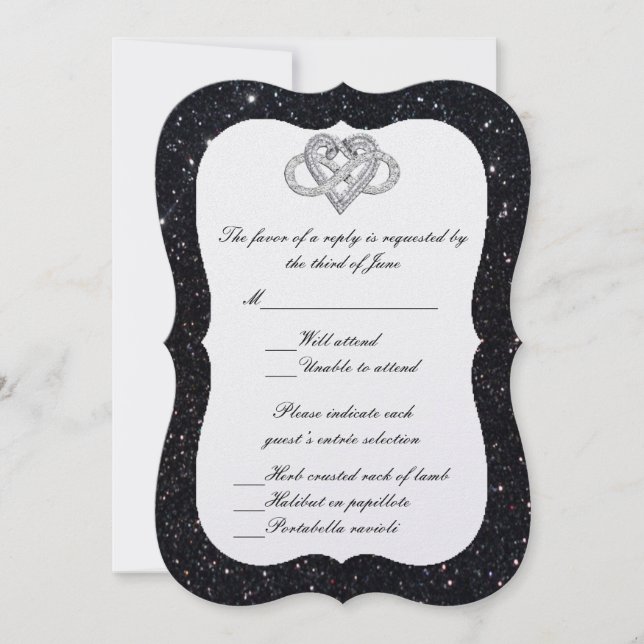 Black Glitter Infinity Heart Response Card (Front)