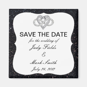 Black Glitter Infinity Heart Save The Date Magnet