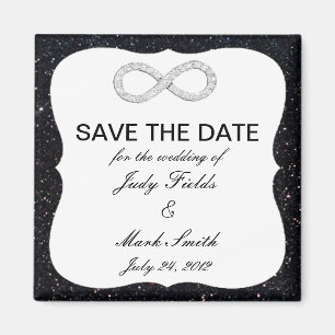 Black Glitter Infinity Save The Date Magnet
