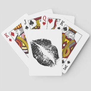 Black Glitter Lips Playing Cards