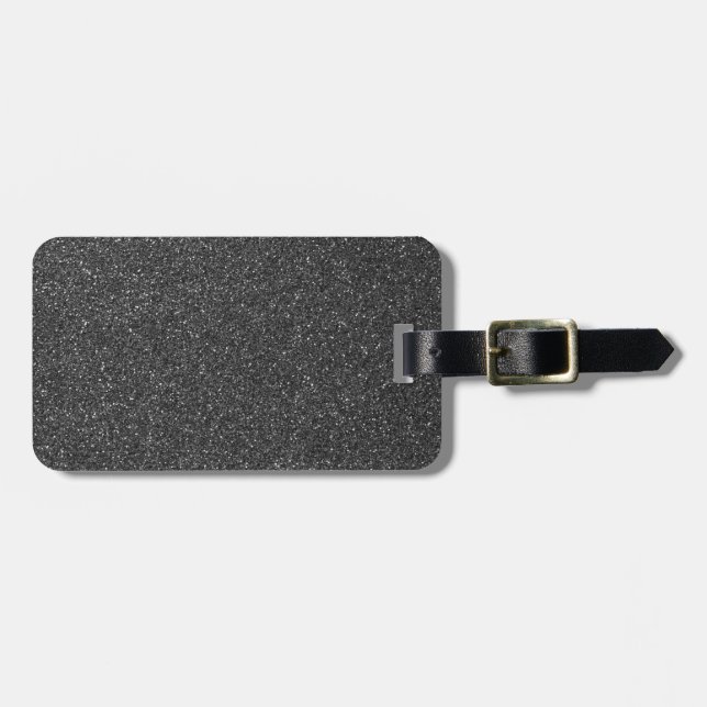 Black Glitter Luggage Tag (Front Horizontal)