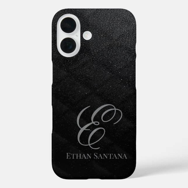 Black Glitter Monogram Case-Mate iPhone Case (Back)