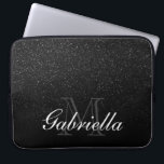 Black Glitter Monogram Laptop Sleeve<br><div class="desc">Black Glitter Monogram</div>