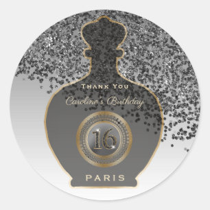 Black Glitter Noir Fragrance, Sweet 16 Classic Round Sticker