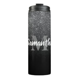 Black Glitter Pattern Thermal Tumbler