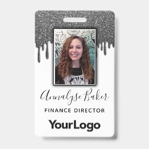 Black Glitter Professional CNA Nurse Photo Name ID Badge