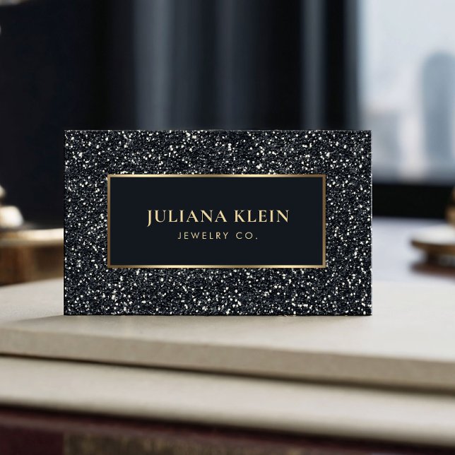 Black Glitter QR Code Elegant Business Card (Creator Uploaded)