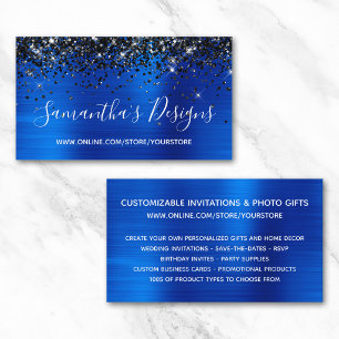 Black Glitter Royal Blue Foil Online Store Business Card
